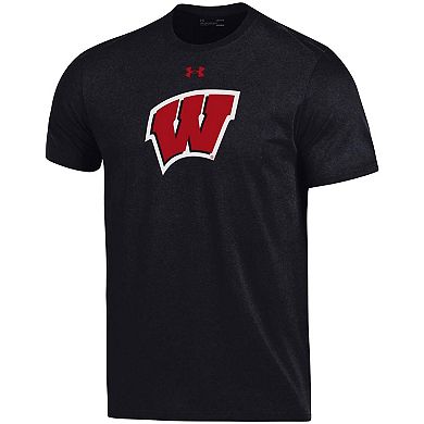 Men's Under Armour Black Wisconsin Badgers School Logo Performance Cotton T-Shirt