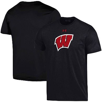 Men's Under Armour Black Wisconsin Badgers School Logo Performance Cotton T-Shirt