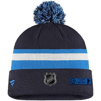Men's Fanatics Navy/Blue Winnipeg Jets 2020 NHL Draft Authentic Pro Cuffed Pom Knit Hat