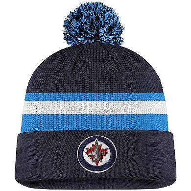 Men's Fanatics Navy/Blue Winnipeg Jets 2020 NHL Draft Authentic Pro Cuffed Pom Knit Hat