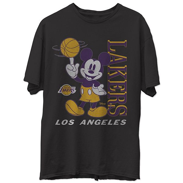 Men's Junk Food Black Los Angeles Lakers Disney Vintage Mickey Baller  T-Shirt