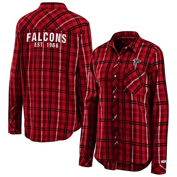 Women's WEAR By Erin Andrews Red Atlanta Falcons Button-Up Plaid