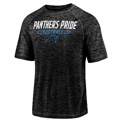Men's Fanatics Black Carolina Panthers Nickname Wordmark Raglan Space Dye T-Shirt