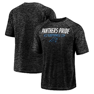 Men's Fanatics Black Carolina Panthers Nickname Wordmark Raglan Space Dye T-Shirt