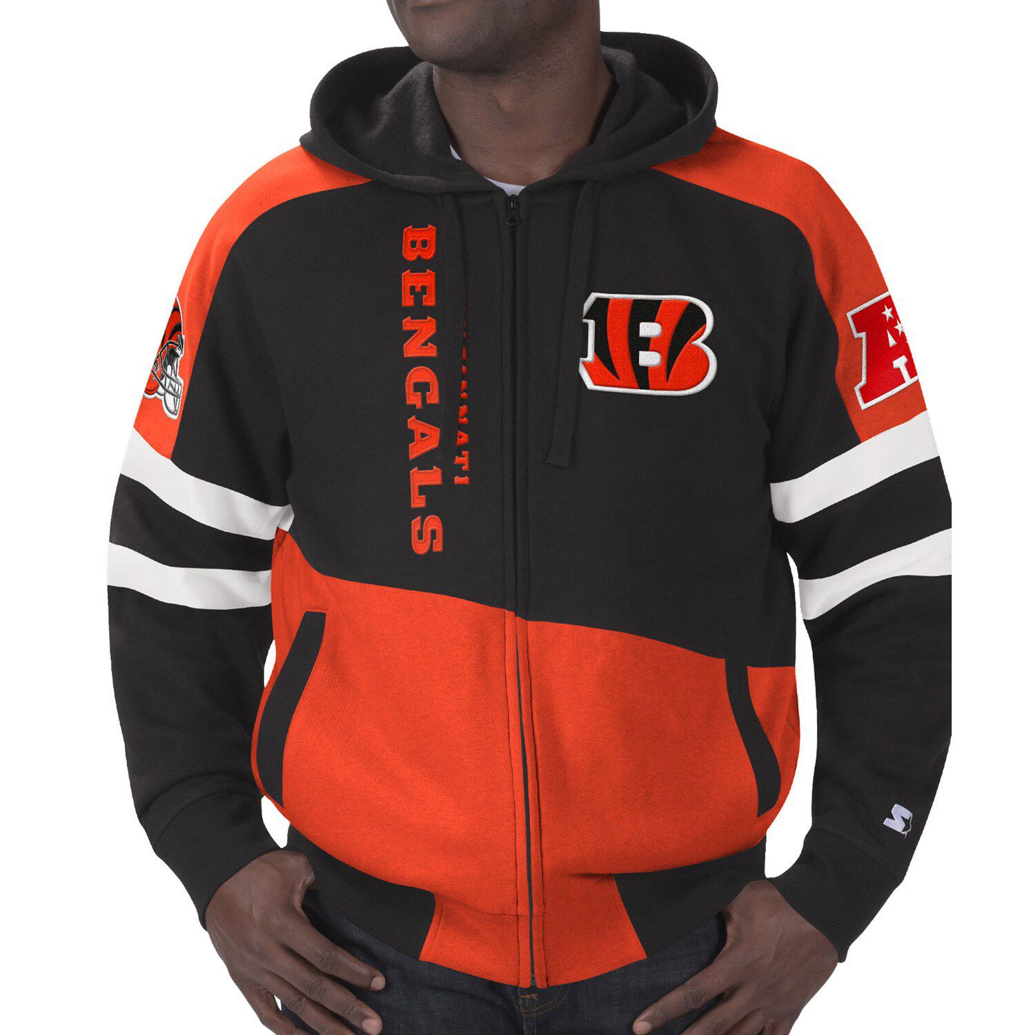 Zubaz NFL Men's Cincinnati Bengals Full Zip Fleece Zip Up Hoodie