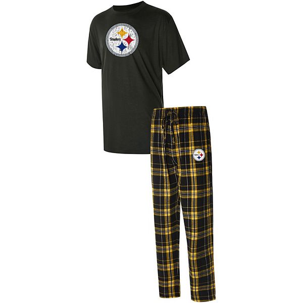 Men's Concepts Sport Black/Gold Pittsburgh Steelers Ethos T-Shirt & Pants  Sleep Set