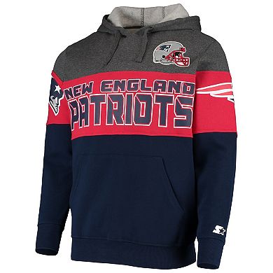 Men's Starter Heathered Gray/Red New England Patriots Extreme Fireballer Pullover Hoodie