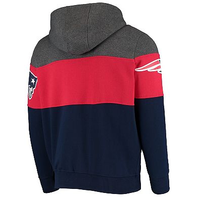 Men's Starter Heathered Gray/Red New England Patriots Extreme Fireballer Pullover Hoodie