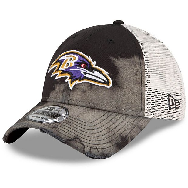 Men's New Era Black/White Baltimore Ravens Faded Trucker 9TWENTY Snapback  Hat