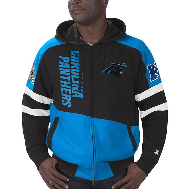 Men's Carolina Panthers Starter Black/Blue Logo Extreme Full-Zip Hoodie