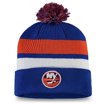 Men's Fanatics Branded Royal/Orange New York Islanders 2020 NHL Draft Authentic Pro Cuffed Pom Knit Hat