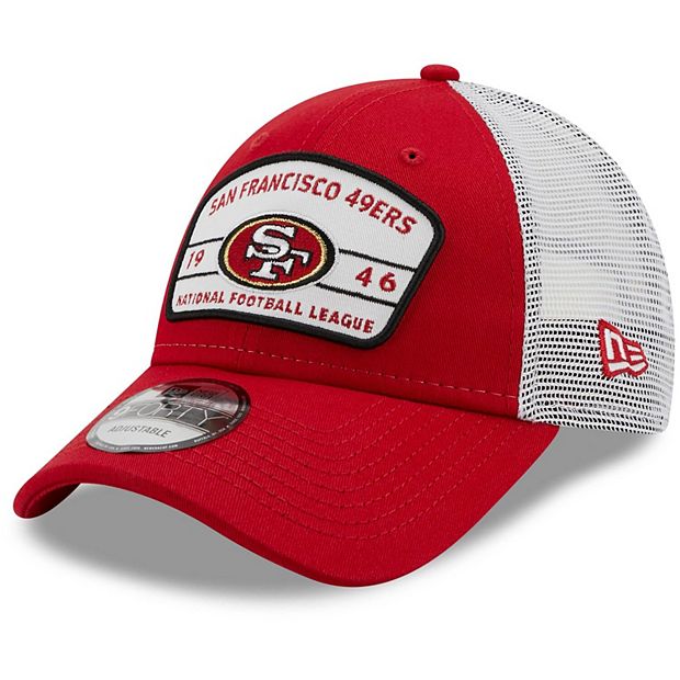 New Era Men's Scarlet, White San Francisco 49ers Logo Patch Trucker 9FORTY  Snapback Hat