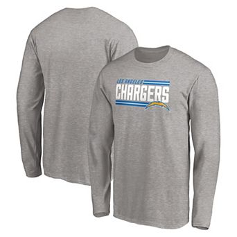 Men's Fanatics Branded Heathered Gray Los Angeles Chargers On Side Stripe Long Sleeve T-Shirt