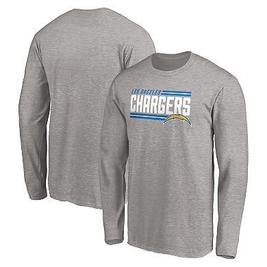 Men's Fanatics Heathered Gray Los Angeles Chargers On Side Stripe Long Sleeve T-Shirt