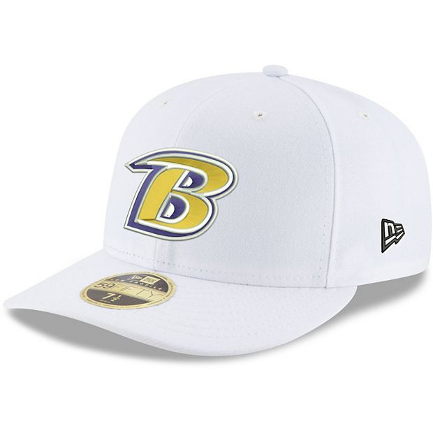 Men's New Era White Baltimore Ravens Omaha Alternate Logo 59FIFTY Fitted  Hat 