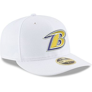 Men's New Era White Baltimore Ravens Omaha Low Profile 59FIFTY Fitted Hat