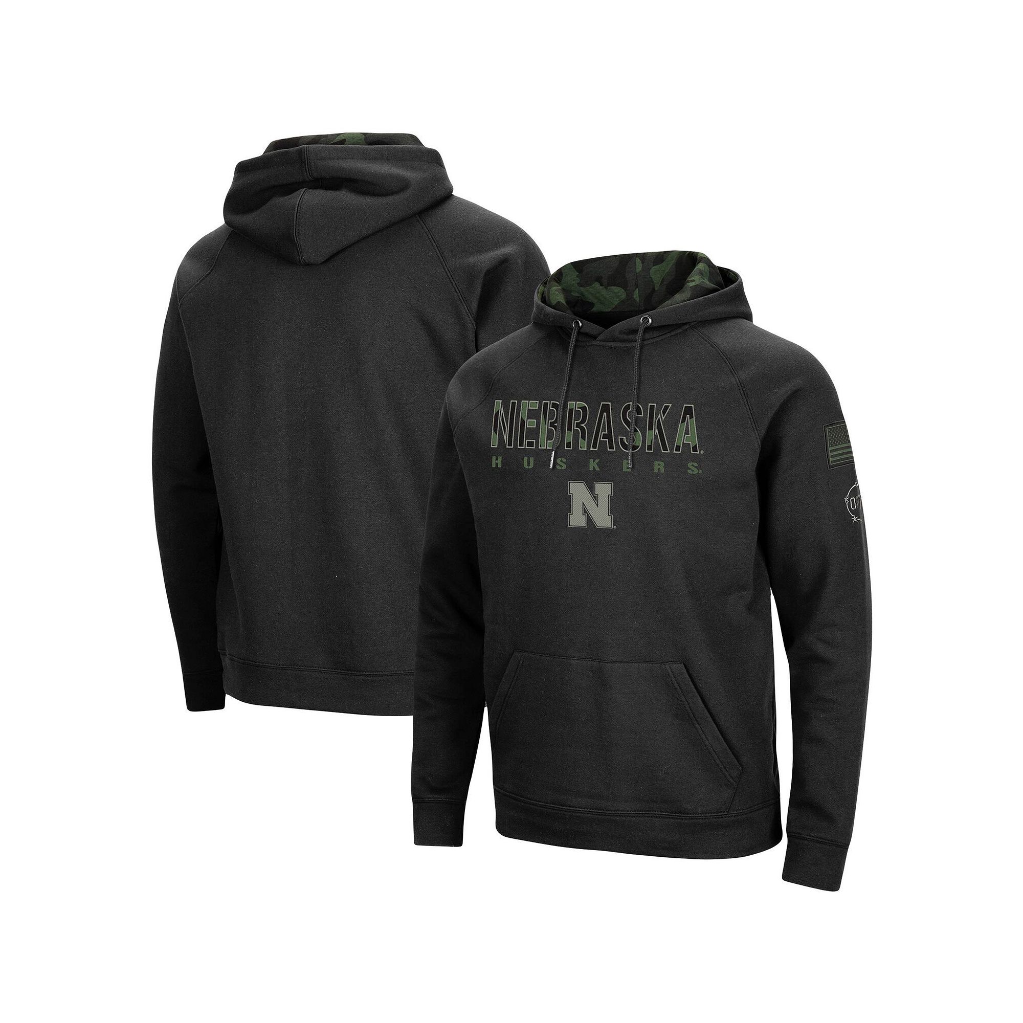 Mens Colosseum Black Nebraska Huskers OHT Military Appreciation Camo Pullo