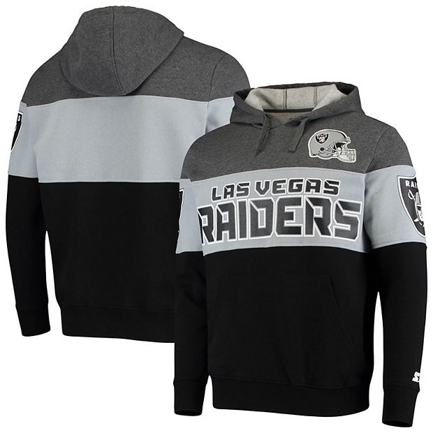 Men's Starter White Las Vegas Raiders Crew Neck Sweatshirt With Zip Pockets