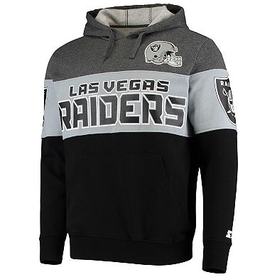 Men's Starter Heathered Gray/Silver Las Vegas Raiders Extreme Fireballer Pullover Hoodie