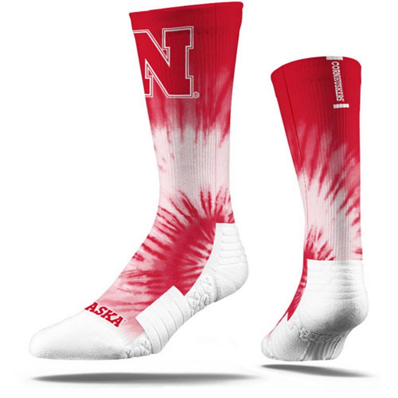 Mens Strideline Nebraska Cornhuskers Tye Dye Crew Socks, Size: Medium/Larg