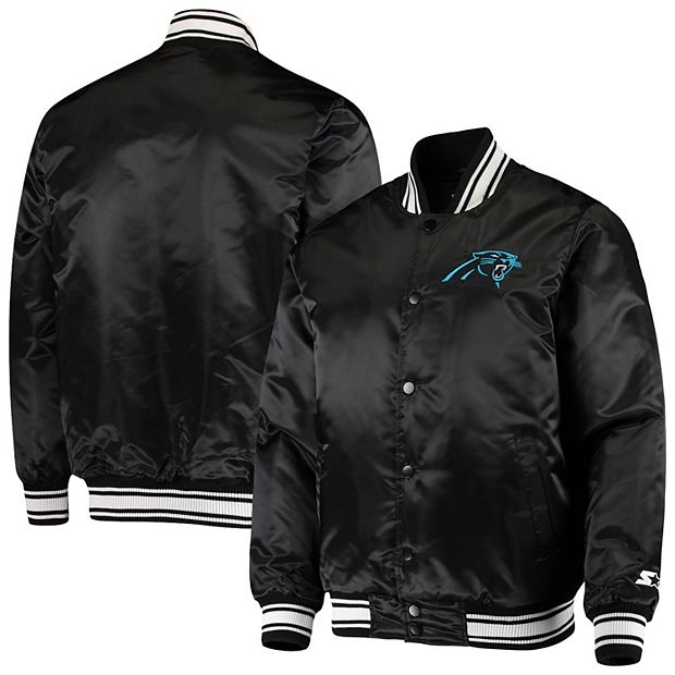 Men's Starter Black Carolina Panthers Locker Room Satin Varsity