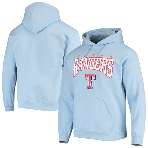 Men's Stitches Light Blue Texas Rangers Team Logo Pullover Hoodie