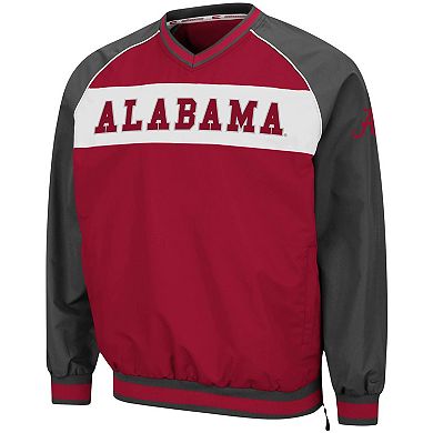 Men's Colosseum Crimson Alabama Crimson Tide Marshgammon Windbreaker V-Neck Raglan Pullover Jacket