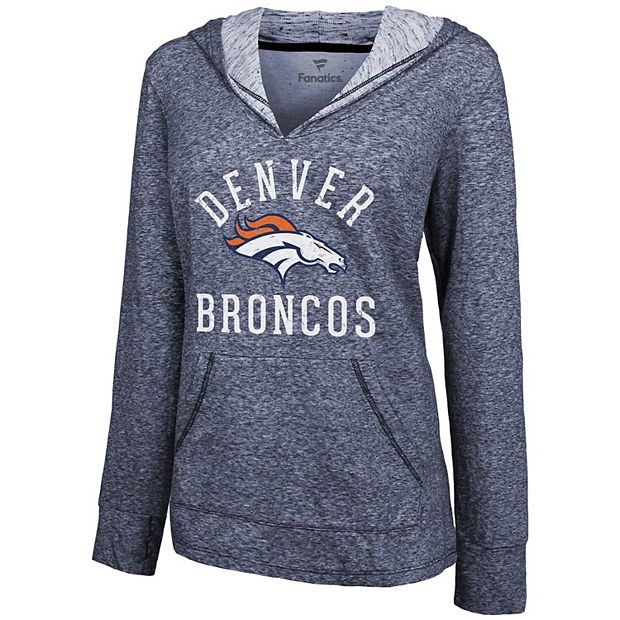 Women's Fanatics Branded Navy Denver Broncos Doubleface Slub Pullover Hoodie