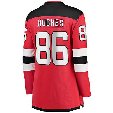Women's Fanatics Branded Jack Hughes Red New Jersey Devils Home Premier Breakaway Jersey
