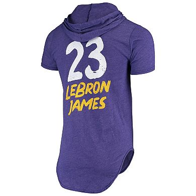 Men's Fanatics Branded LeBron James Heathered Purple Los Angeles Lakers Hoodie Tri-Blend T-Shirt