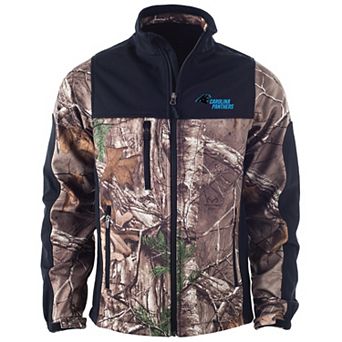 Men's Dunbrooke Realtree Camo/Black Carolina Panthers Circle Hunter Softshell Full-Zip Jacket