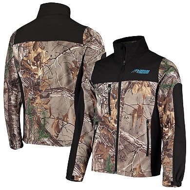 Men's Dunbrooke Realtree Camo/Black Carolina Panthers Circle Hunter Softshell Full-Zip Jacket