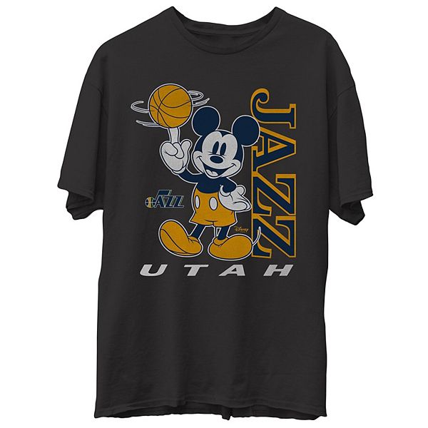 Men S Junk Food Black Utah Jazz Disney Vintage Mickey Baller T Shirt