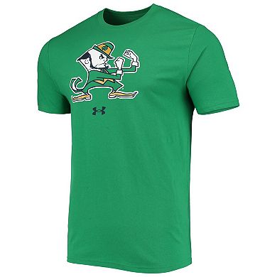 Men's Under Armour Kelly Green Notre Dame Fighting Irish Mascot Logo Performance Cotton T-Shirt