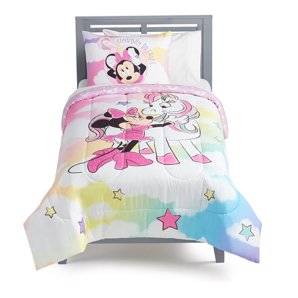 Minnie Mouse Kids Unicorn Comforter Set, Girl Twin Bed In A Bag Sets Unicorn