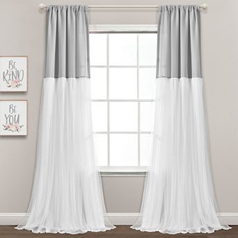 Lush Decor Tulle Skirt Colorblock Window Curtain