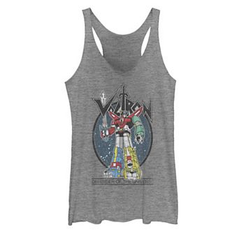 Juniors' Voltron Retro Defender Colorful Distressed Graphic Tank Top