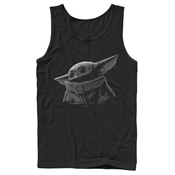 Men's Star Wars The Mandalorian The Child Black & Grey Portrait Graphic Tank