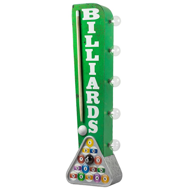 Vintage Billiards LED Marquee Wall Sign, Green