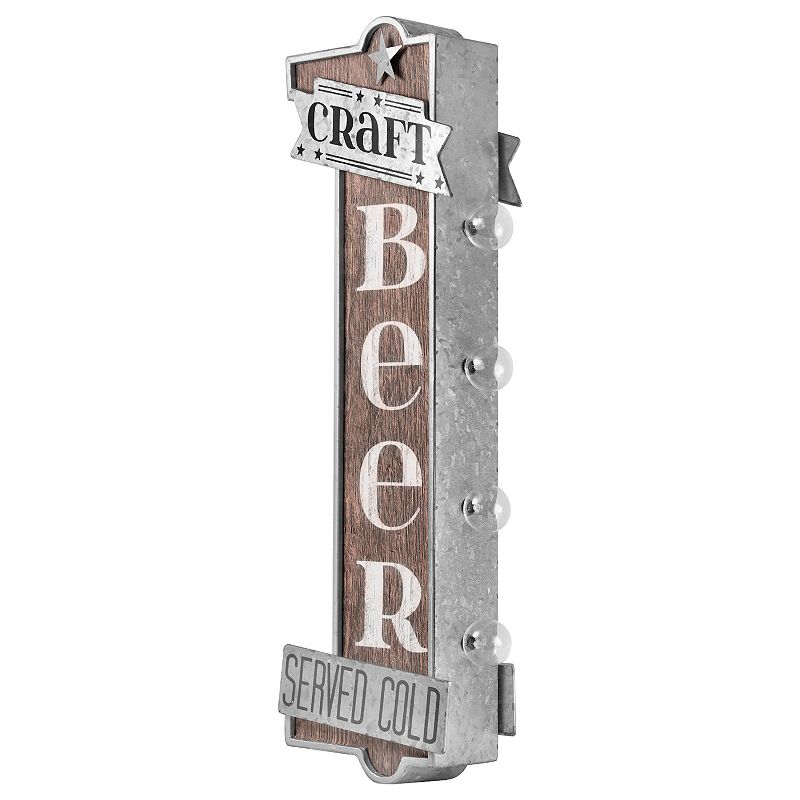 Craft Beer Vintage LED Marquee Wall Sign, Brown