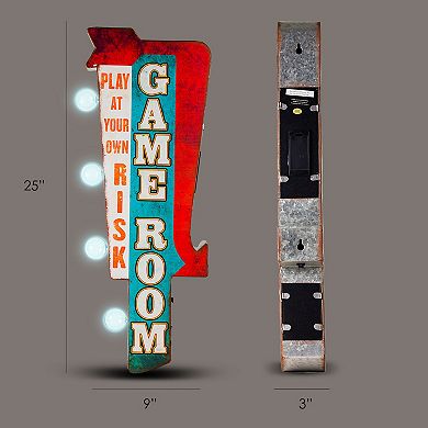 Game Room Vintage LED Marquee Wall Sign