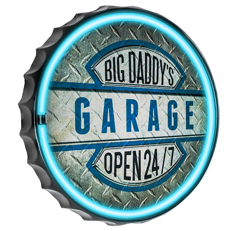 Big Daddys Garage LED Wall Sign, Blue, 12X12