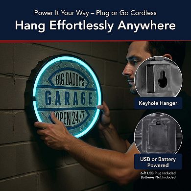 American Art Décor Big Daddy's Garage LED Wall Sign