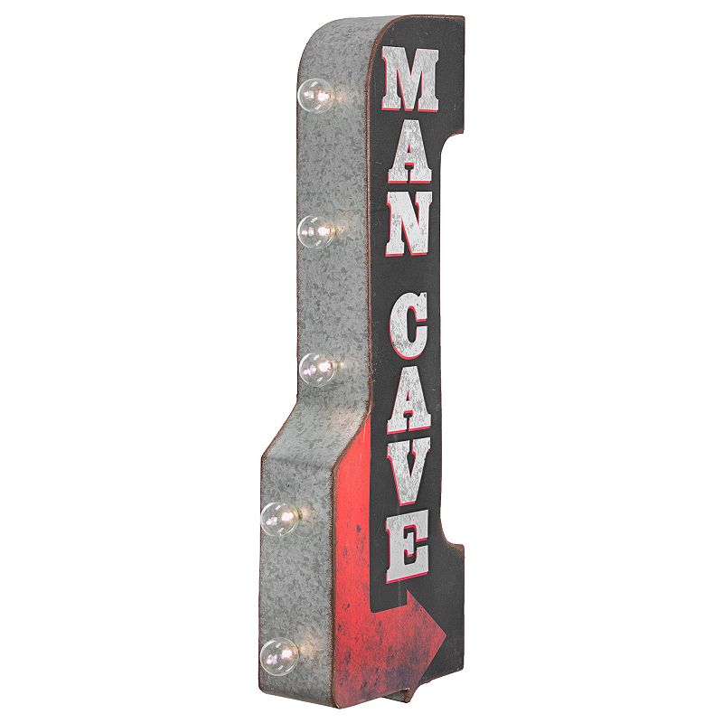 Man Cave Vintage LED Marquee Arrow Sign, Black