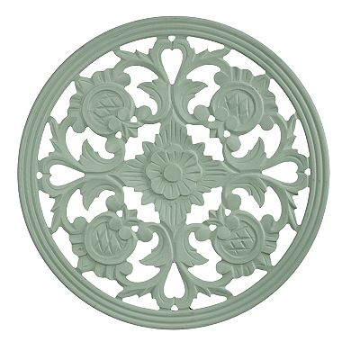 Hand-Carved Floral Round Medallion Wall Decor