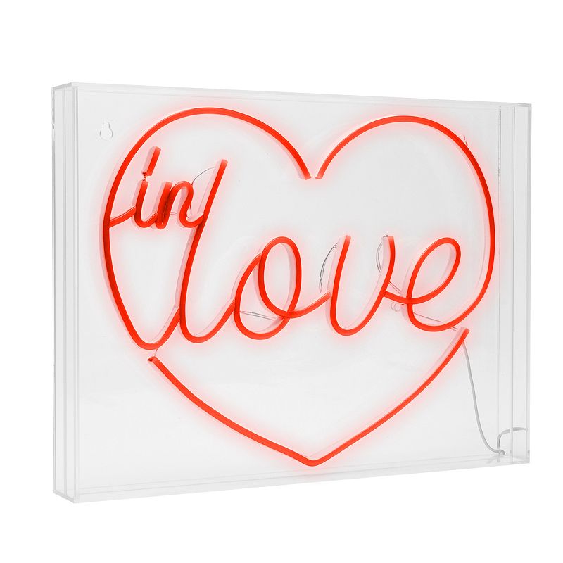 Neon Acrylic Box LED Sign - In Love, Red