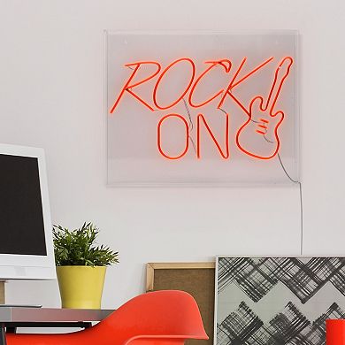 American Art Décor Neon Acrylic Box LED Sign - Rock On