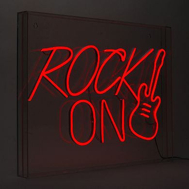 Neon Acrylic Box LED Sign - Rock On