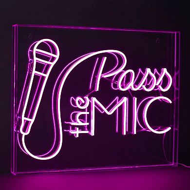 American Art Décor Neon Acrylic Box LED Sign - Pass the Mic