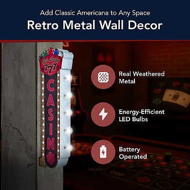 American Art Décor Vintage Casino LED Off The Wall Sign